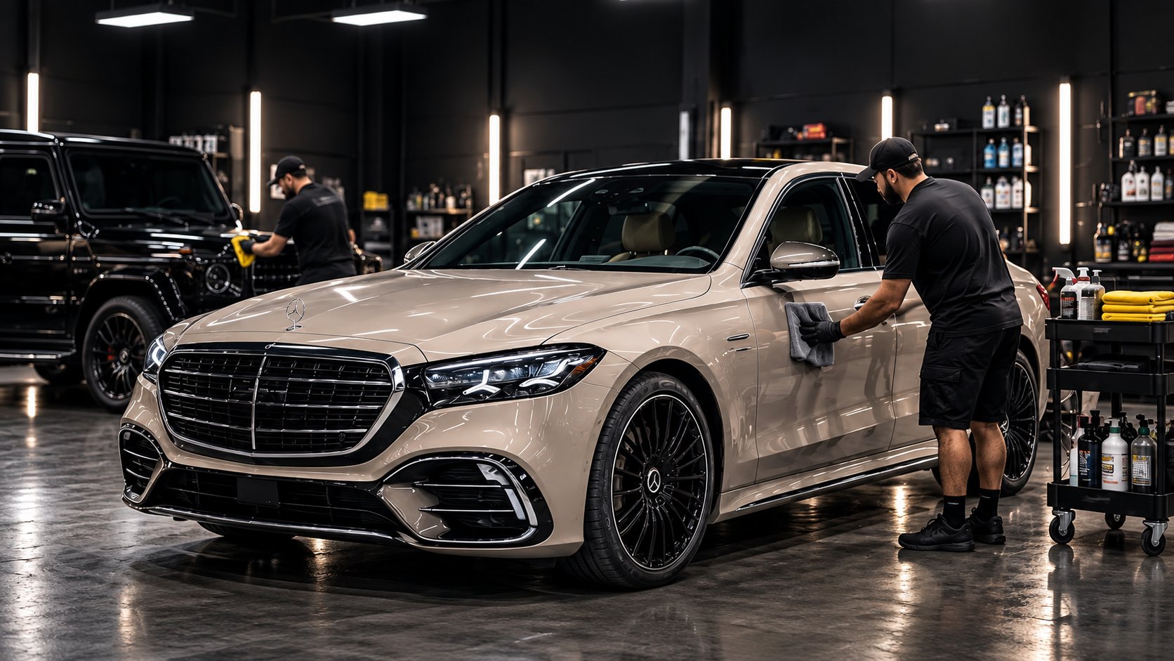 Technician working on a car body in an image based on the Valoriz poster.